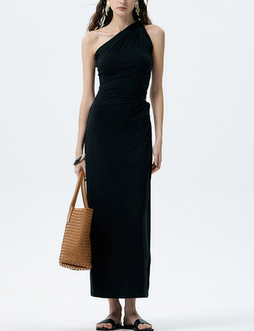 One Shoulder Hollow Slim Maxi Dress DP25D612