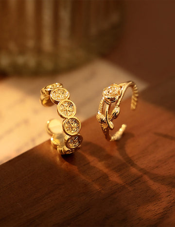 Vintage Sunflower Zircon Open Ring DP25B795