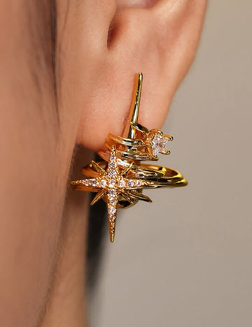 3D Starburst Galaxy Cubic Dangle Stud Earrings DP25B799