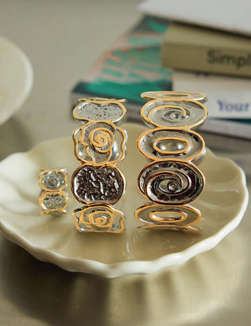 Vintage Chunky Hollow Open Cuff Bracelet DP25F815
