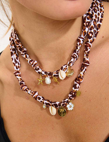 Colorful Flower Shell Pendant Scarf Necklace DP25E811