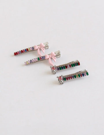 Cute Colorful Rhinestone Bow Knot Hair Clip DP25E870