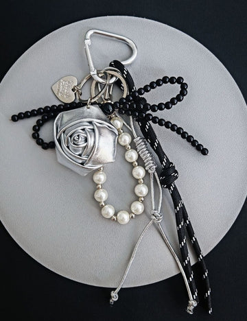 Leather Rose Beads Keychain Bag Charms DP25B555