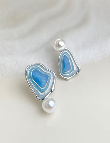 Irregular Blue Pearl Stud Earrings DP25E615