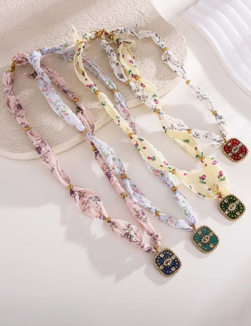 Simple Enamel Pendant Choker Scarf Necklace DP25E813