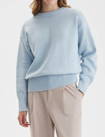 Casual Solid Color Round Neck Knit Sweater DP25E551