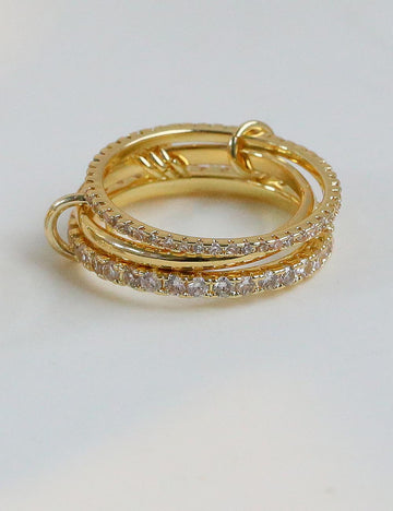 Color Block Rhinestone Interlocking Stackable Rings DP25E734
