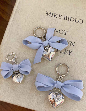 Cute Heart Solid Color Bow Knot Keychain DP25F596