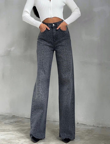 Casual Leopard High Waist Straight Leg Pants DP25E467