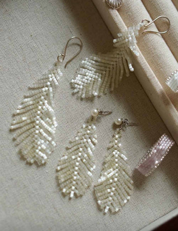 Handmade Beaded Feather Tassel Earrings DP25F799