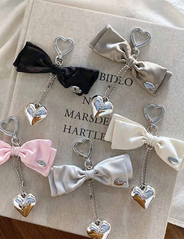 Elegant Stain Bow Knot Heart Chain Bag Charm DP25F595