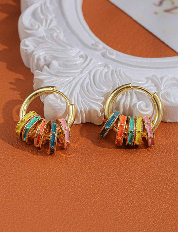 Trendy Colorful Enamel Hoop Earrings DP25F790