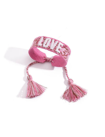 Cute Letter Print Braided Tassel Bracelet DP25E783