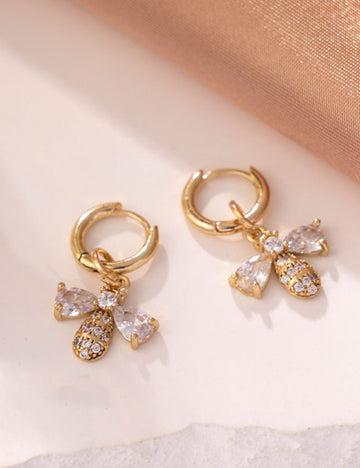 Cute Bear Cubic Zircon Drop Hoop Earring DP25F779