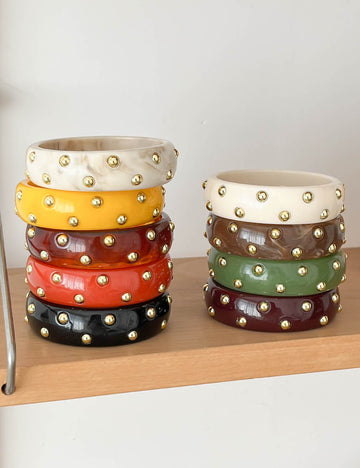 Punk Style Round Rivet Wide Ba - DippedShop Wholesale - #3651