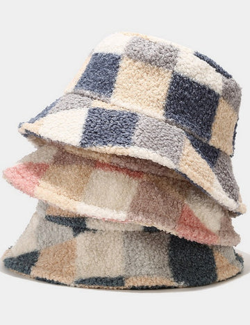 Colorful Plaid Warm Winter Bucket Hats DPBH0321