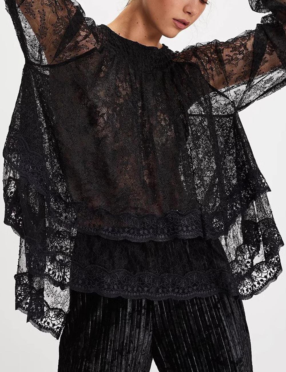 Lace Off Shoulder Bow Tie Top - DippedShop Wholesale - #4739