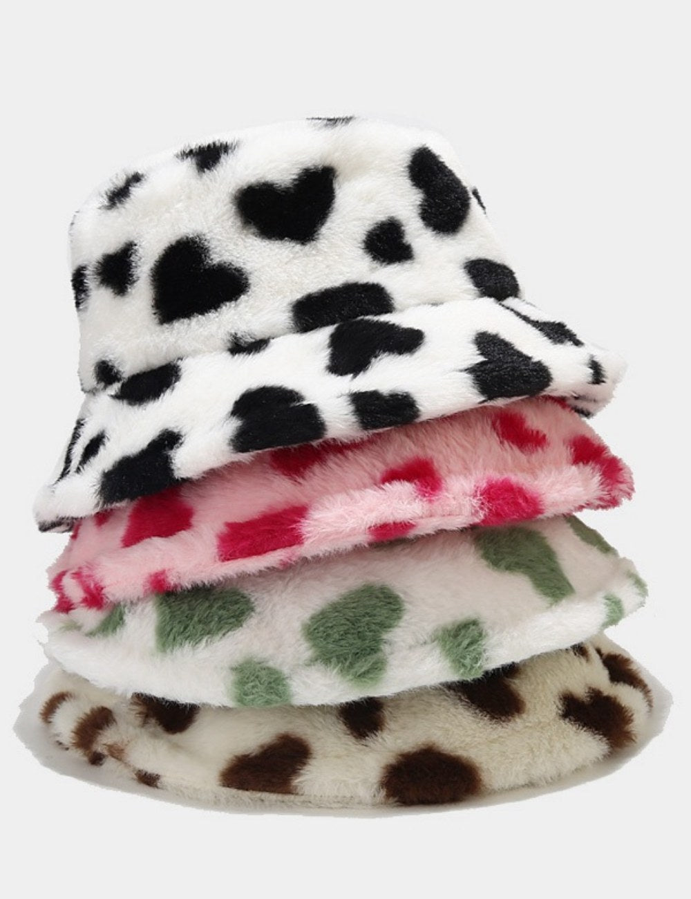 Love Print Plush Warm Cute Bucket Hats DPBH0318