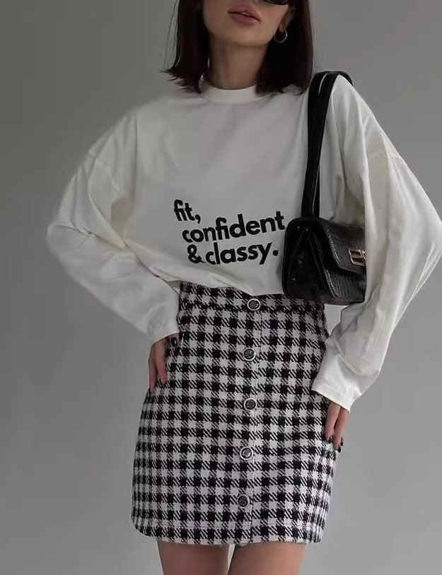 Loose Letter Long Sleeves T-Shirt DP25D670