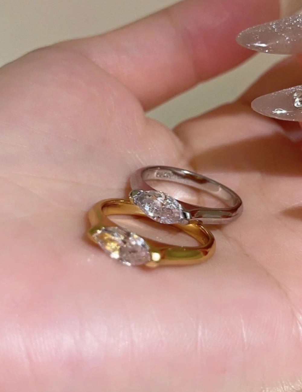 Minimalist Rhinestone Gold Pla - DippedShop Wholesale - #8179