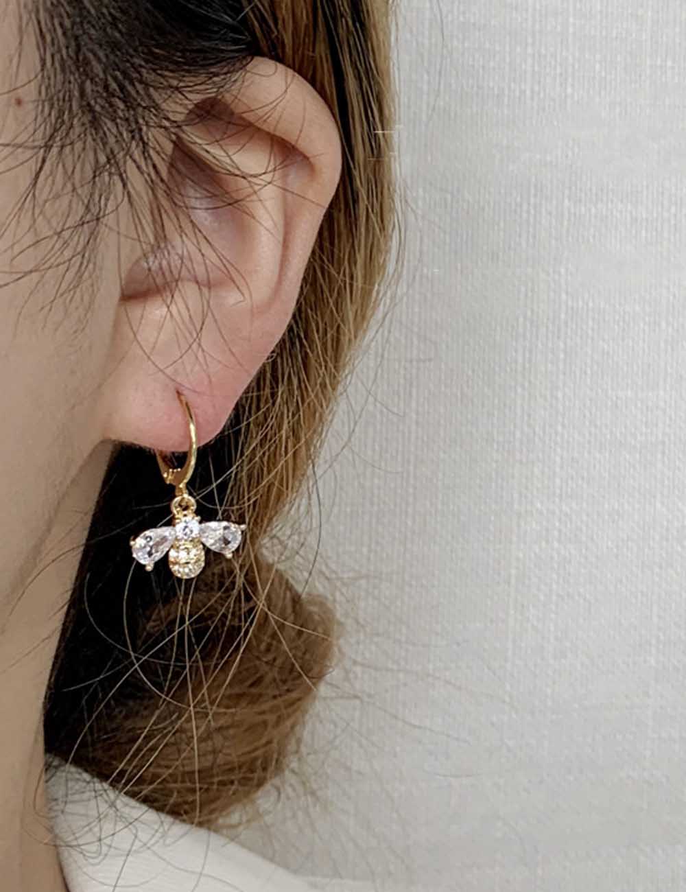 Cute Bear Cubic Zircon Drop Hoop Earring DP25F779