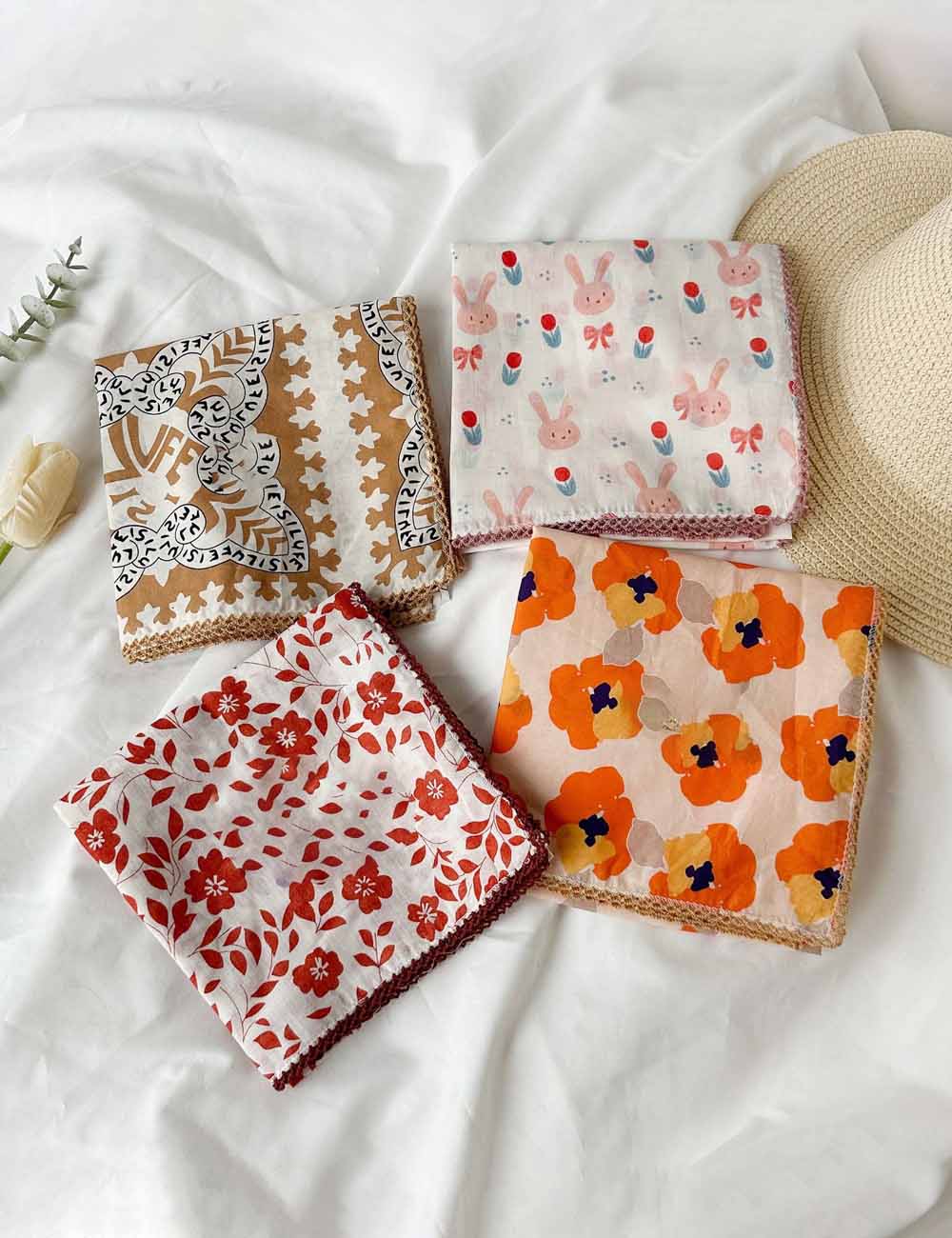 Flower Print Square Scarf - DippedShop Wholesale - #8659