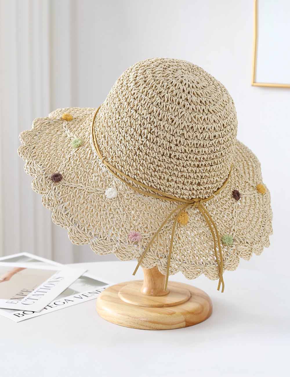 Handmade Flower Embroidery Sun Hat - DippedShop Wholesale - #7571