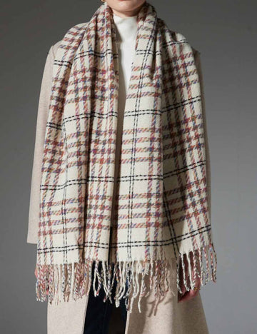 Vintage Plaid Warm Shawl Tassel Winter Scarf DP25H669