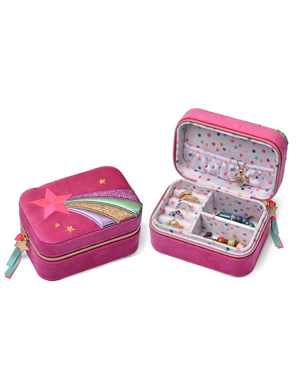 Cute Embroidered Portable Velour Jewelry Case DP25F861