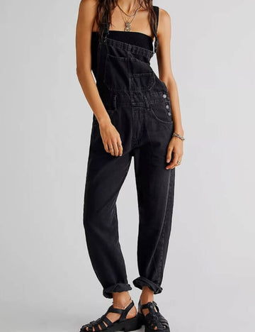 Casual Washed Strap Denim Jumpsuit DP25B848