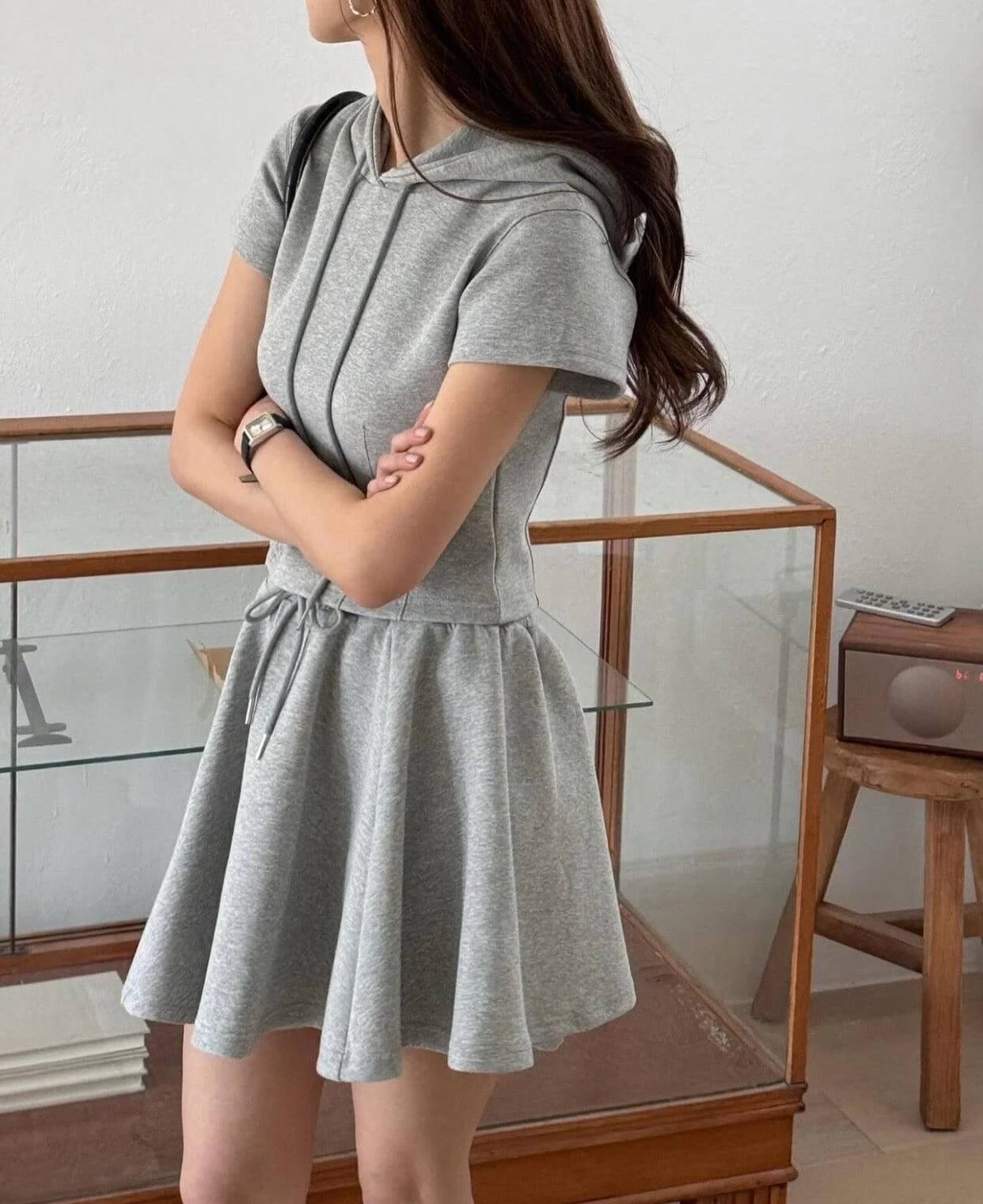 Hooded Top and Skirt Set - DippedShop Wholesale - #5507