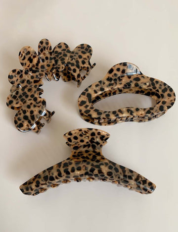 Leopard Print Hollow Geometric Acetate Hair Claw DP25F993