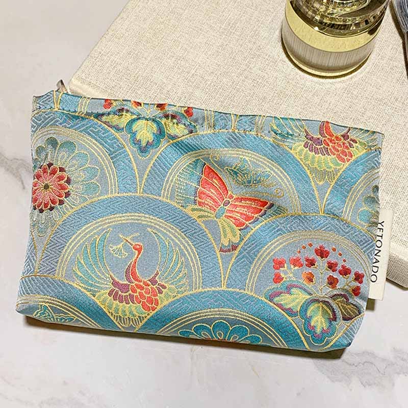 Elegant Butterfly Jacquard Portable Makeup Bag MK2BW6W10BOB390