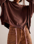 Solid Round Neck Split Hoodie - DippedShop Wholesale - #6195