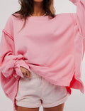 Solid Round Neck Split Hoodie - DippedShop Wholesale - #8067