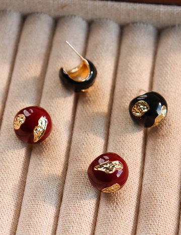 Trendy Round Enamel Drip Glaze Stud Earrings DP25E730