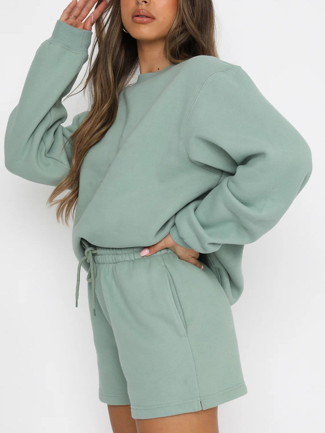 Solid Sweatshirt Short Set - DippedShop Wholesale - #6355