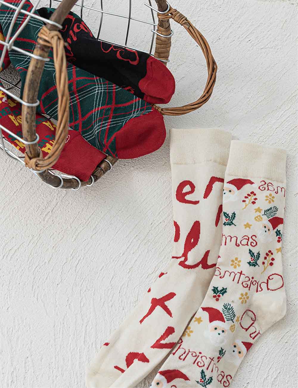 Winter Cute Print Christmas Cotton Crew Socks DP25G753