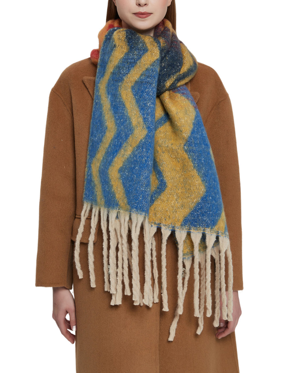 Gradient Color Print Tassel Scarf DPKS1009