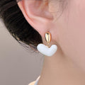 Cream White Heart Earrings - DippedShop Wholesale - #6355