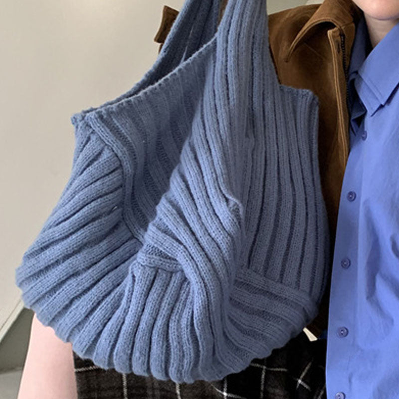 Chunky Knit Large Capacity Commuter Shoulder Bag DP25H579