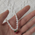 Retro Pearl Cherry Choker - DippedShop Wholesale - #9747