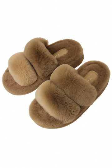 Plush Solid Color Fur Chunky Slippers DP25G473