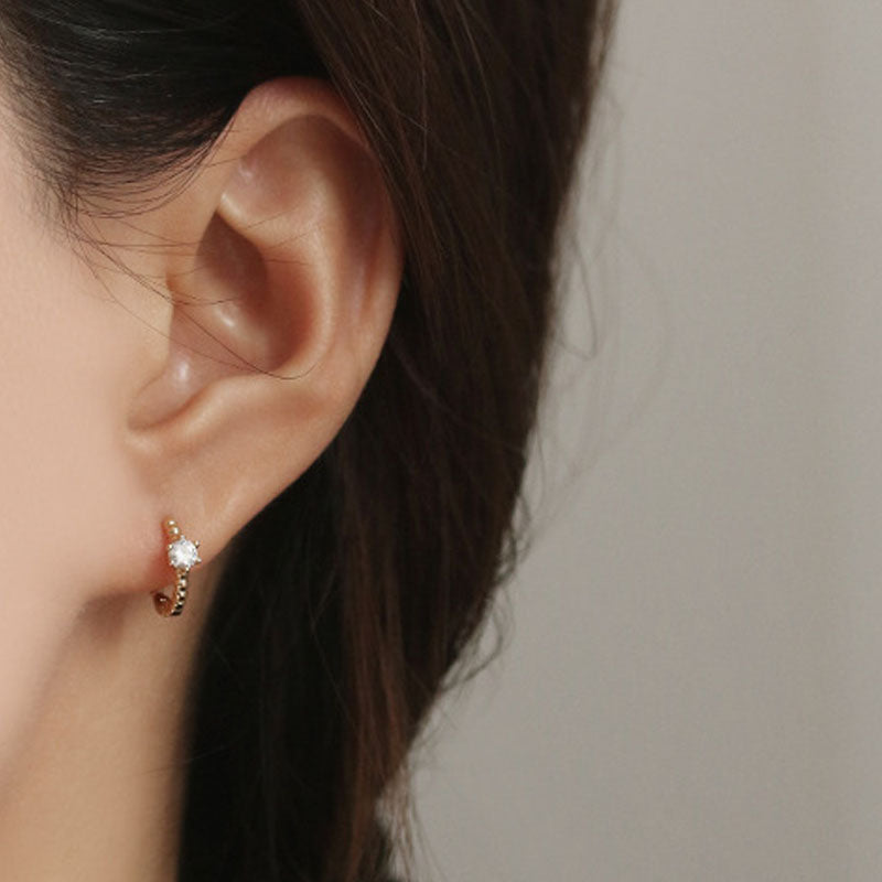 Gold Plated Rhinestone Hoop Earrings - DippedShop Wholesale - #3203