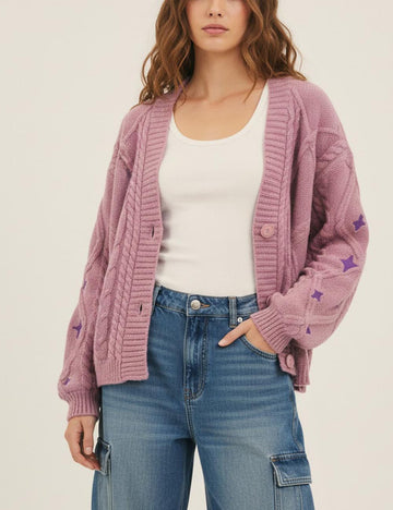 Casual V-Neck Button Down Cable Knit Cardigan DP25G935