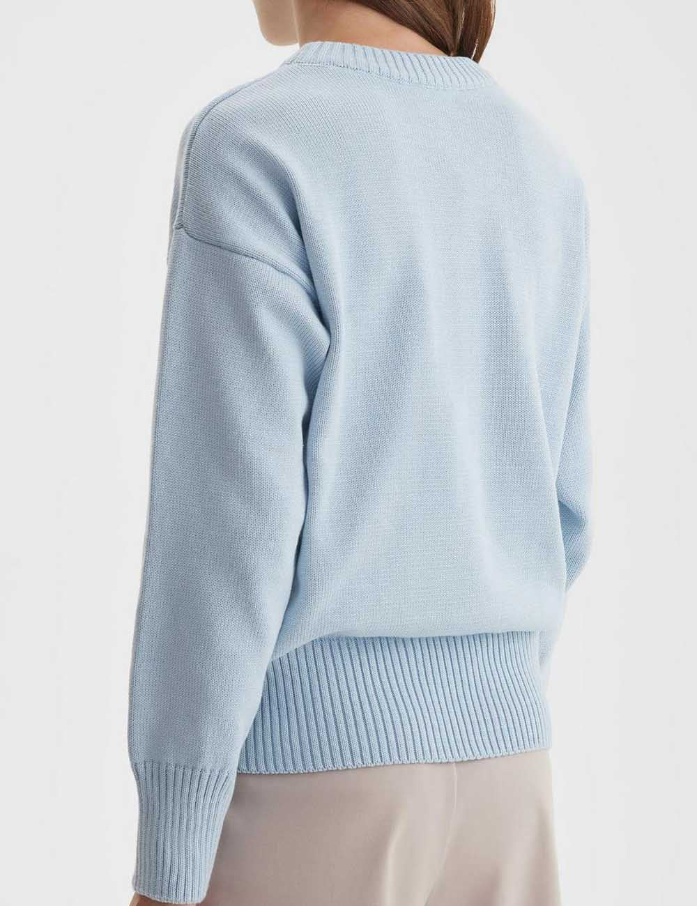 Casual Solid Color Round Neck Knit Sweater DP25E551