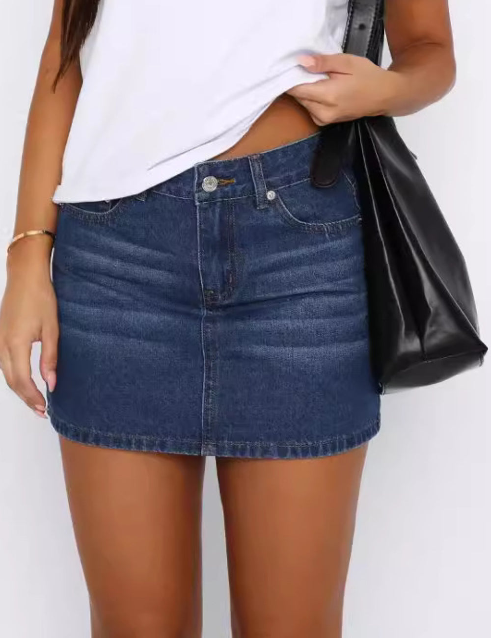 Distressed Hip Wrap Denim Mini Skirt DP25B671