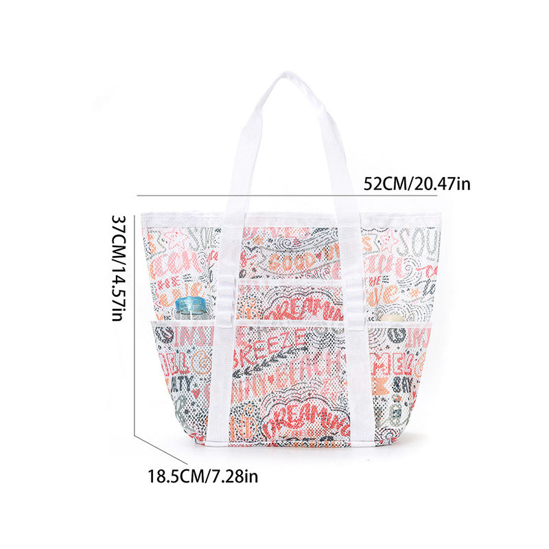 Simple Letter Print  Large Capacity Mesh Shoulder Bag 8BW6BOB89T