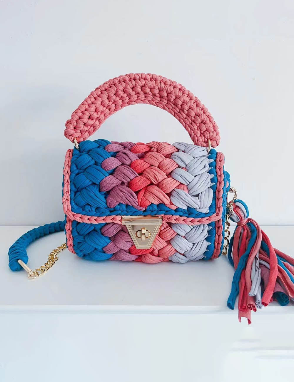 Chunky Crochet Crossbody Bag - DippedShop Wholesale - #3155