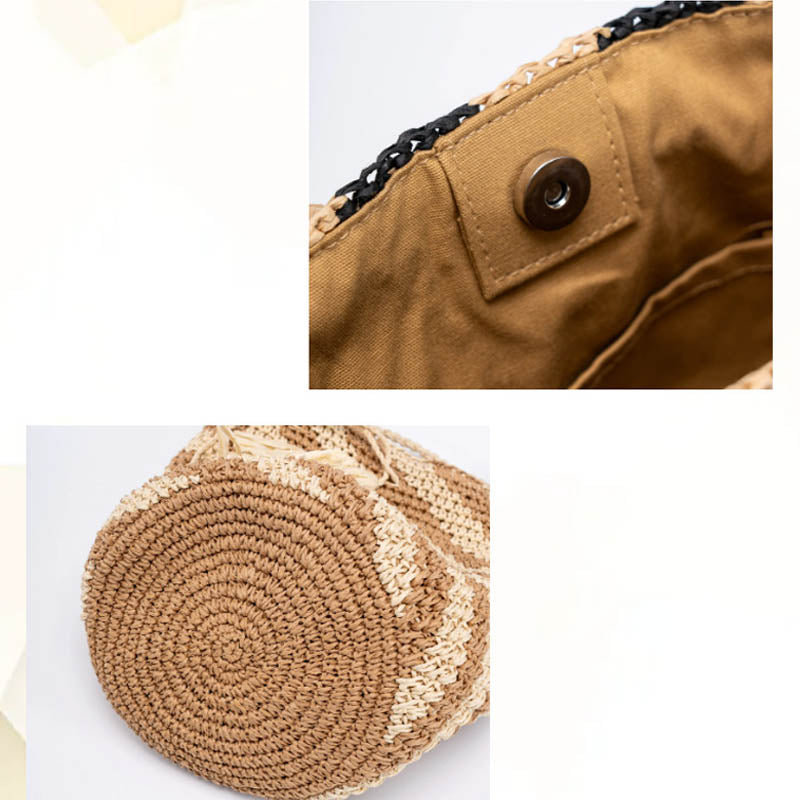 Color Block Woven Shoulder Bag - DippedShop Wholesale - #0451